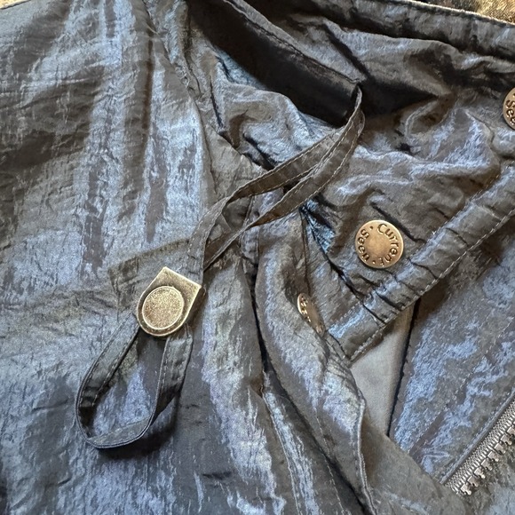 Vtg Current Seen Nylon‎ Blend Blue Iridescent Coat Jacket Snap Lined 80s Winter - Picture 6 of 12